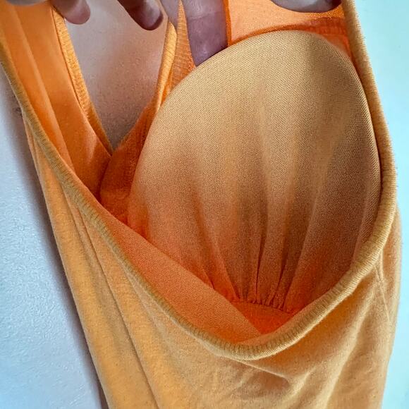 Athleta T Racerback Bodycon Dress with Ruching Womans M Tangerine Glo - Picture 9 of 11